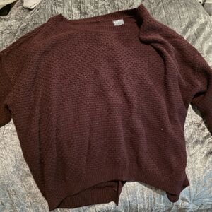 New York & Company Deep Burgundy Crew Neck Sweater